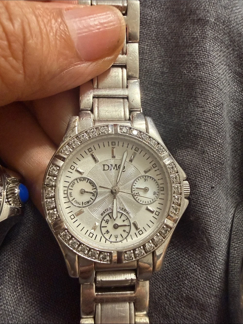 Gossip Silver Case Watch with Olive Green Leather Strap